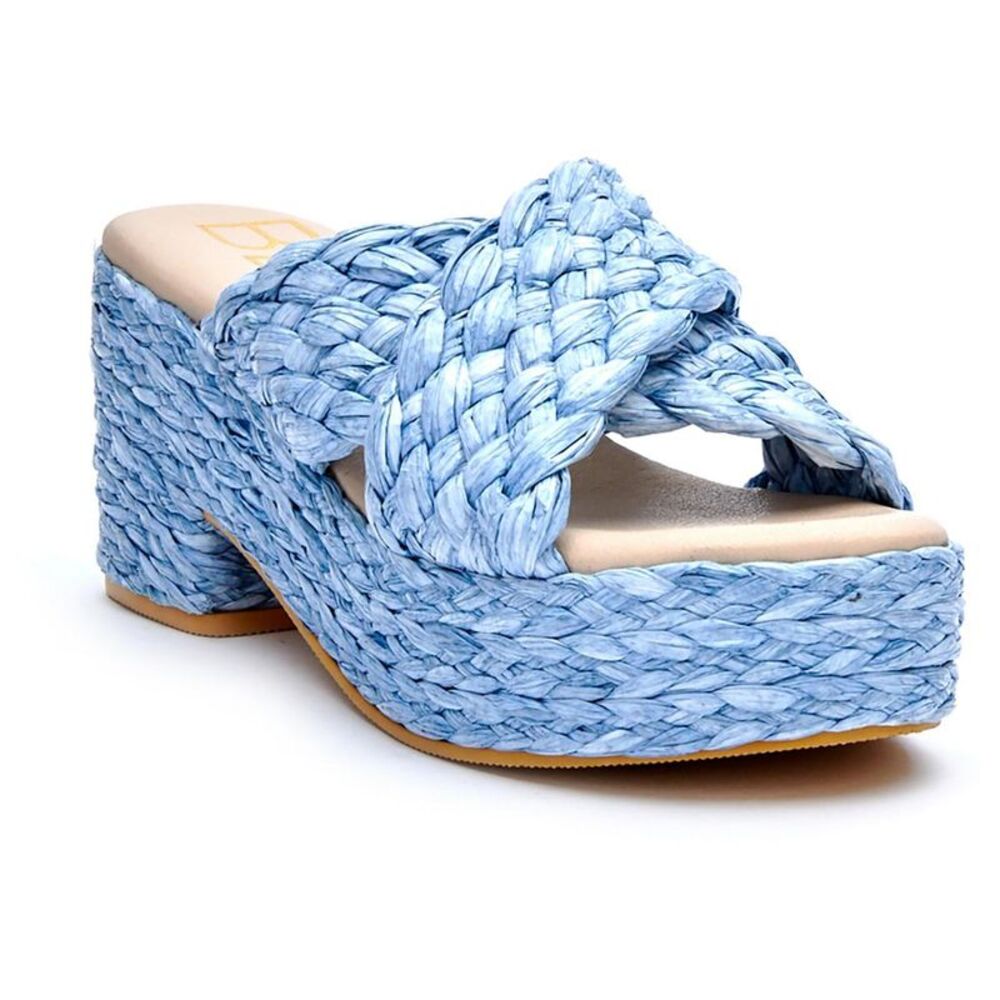 Blue Woven Platform Sandals